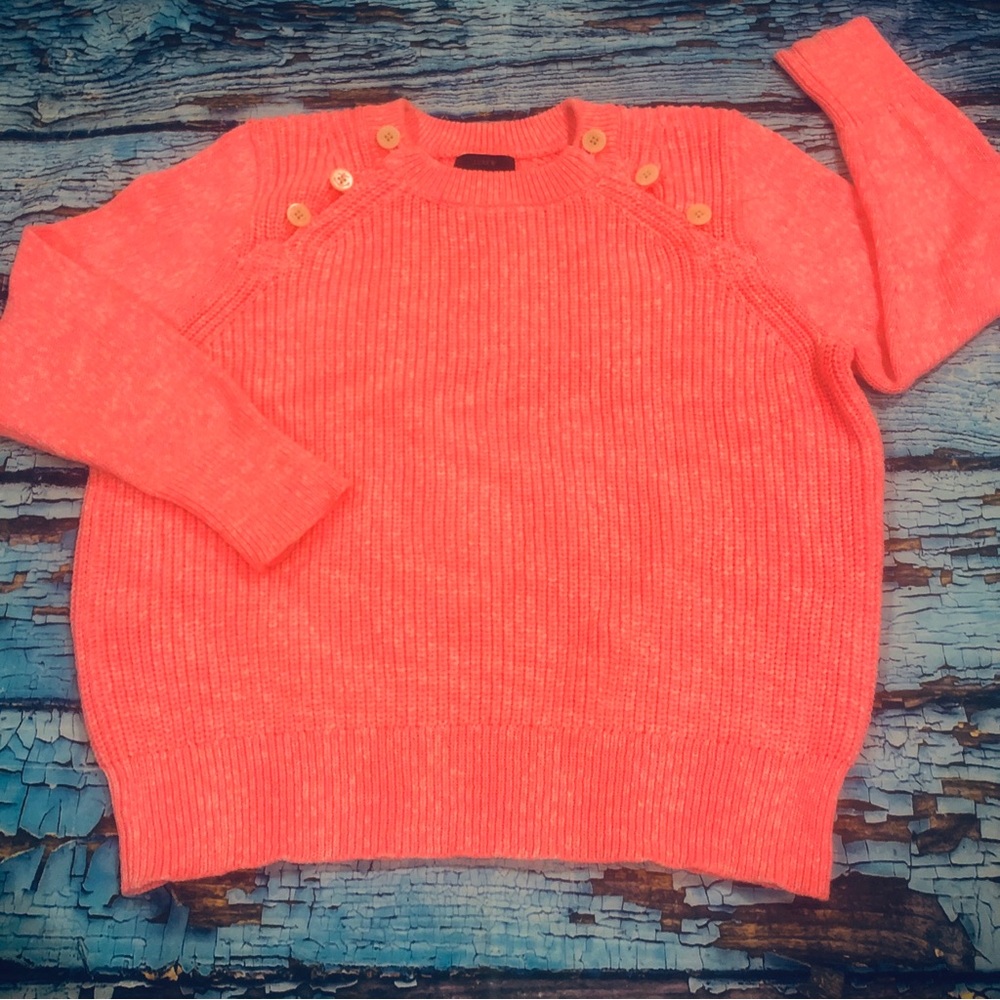 EUC J Crew Women's Neon Sweater with Button Accents